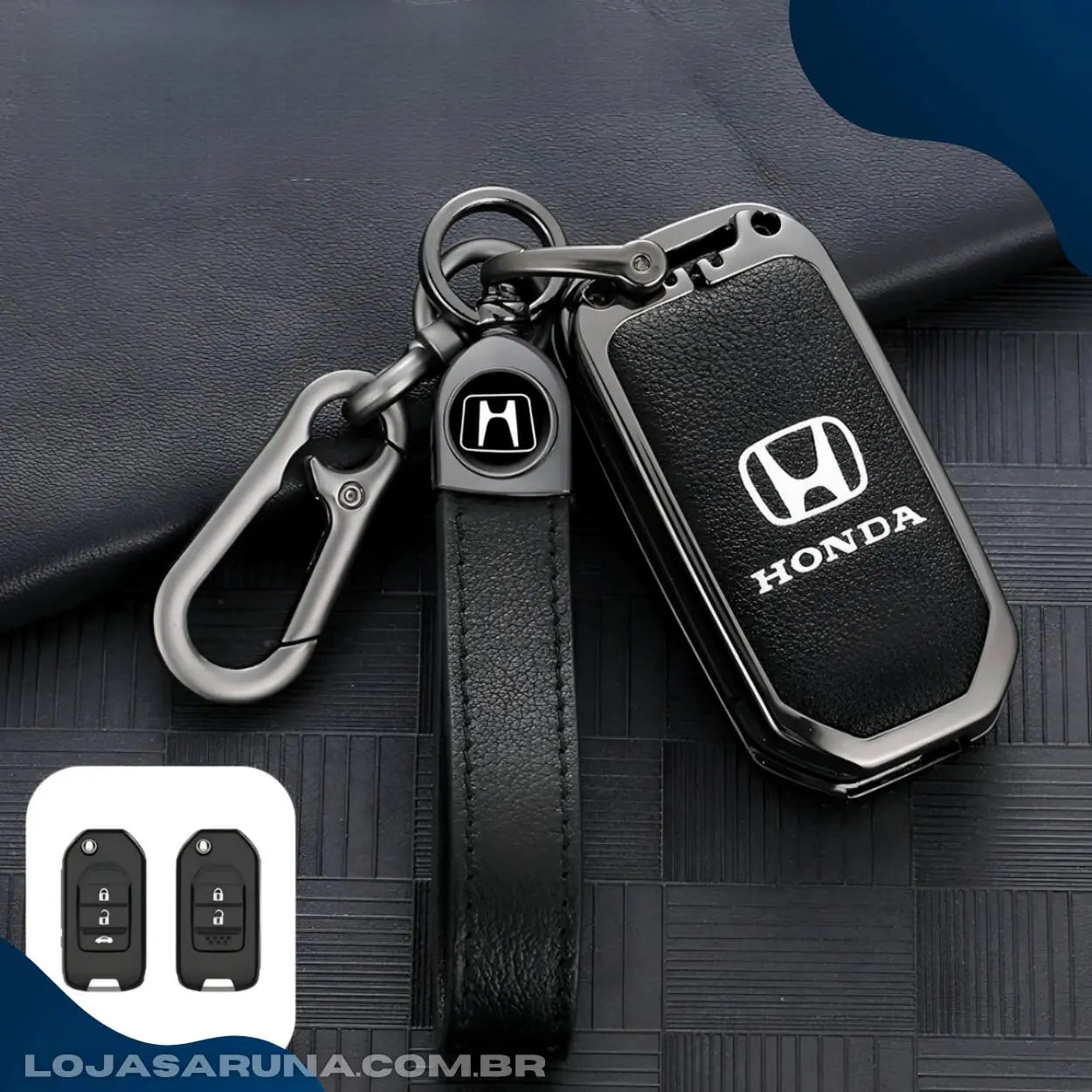 Capa de chave Honda marrom e preta