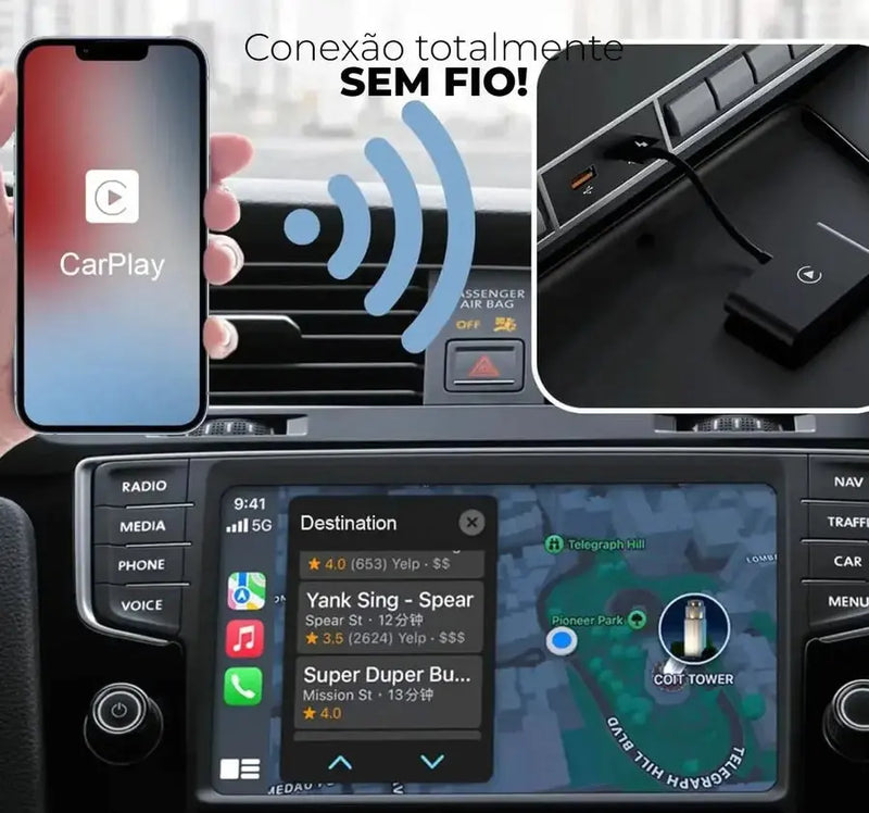 Adaptador Sem fio CarPlay/Android Auto para Multimídia Universal - DriveFast Ultra™ [DESCONTO EXCLUSIVO] lojasaruna