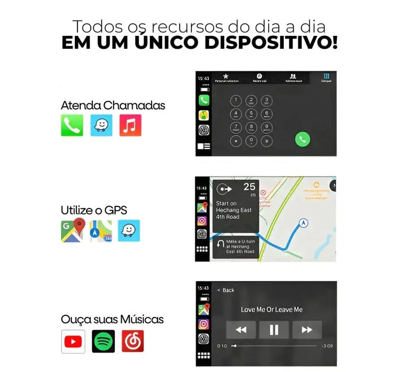 Adaptador Sem fio CarPlay/Android Auto para Multimídia Universal - DriveFast Ultra™ [DESCONTO EXCLUSIVO] lojasaruna