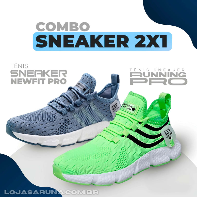 Combo 2x1 SNEAKERS PRO | TÊNIS NEWFIT PRO + TÊNIS RUNNING PRO | ENVIO IMEDIATO lojasaruna