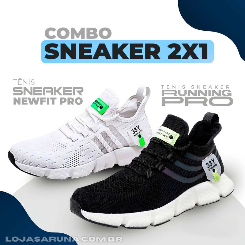 Combo 2x1 SNEAKERS PRO | TÊNIS NEWFIT PRO + TÊNIS RUNNING PRO | ENVIO IMEDIATO lojasaruna