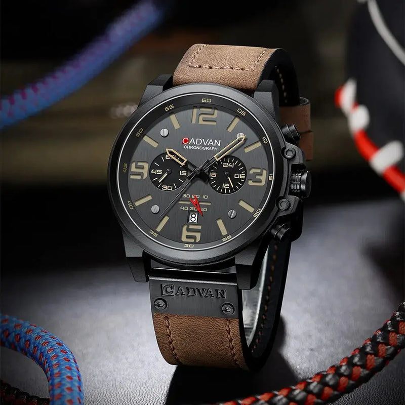 Relógio Masculino Pulseira De Couro Militar - CADVAN lojasaruna