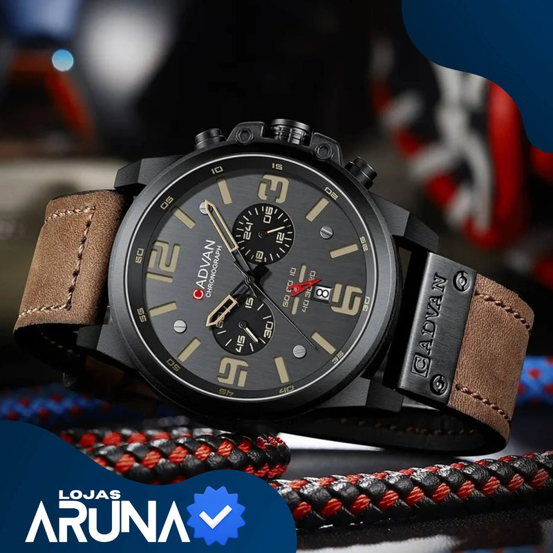 Relógio Masculino Pulseira De Couro Militar - CADVAN lojasaruna