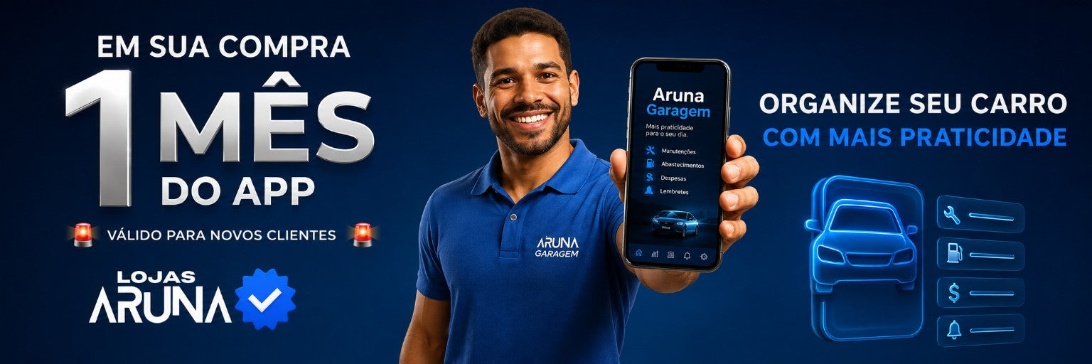 Em sua compra você ganha 1 mês do app Aruna Garagem